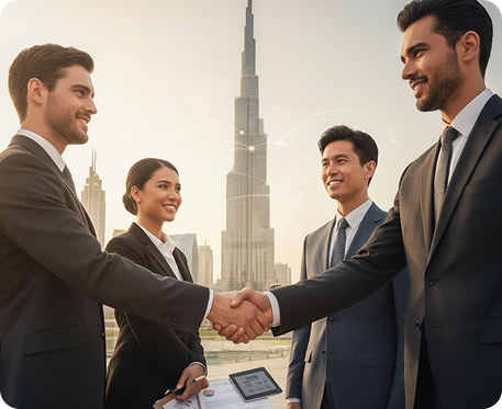 Business professionals shaking hands